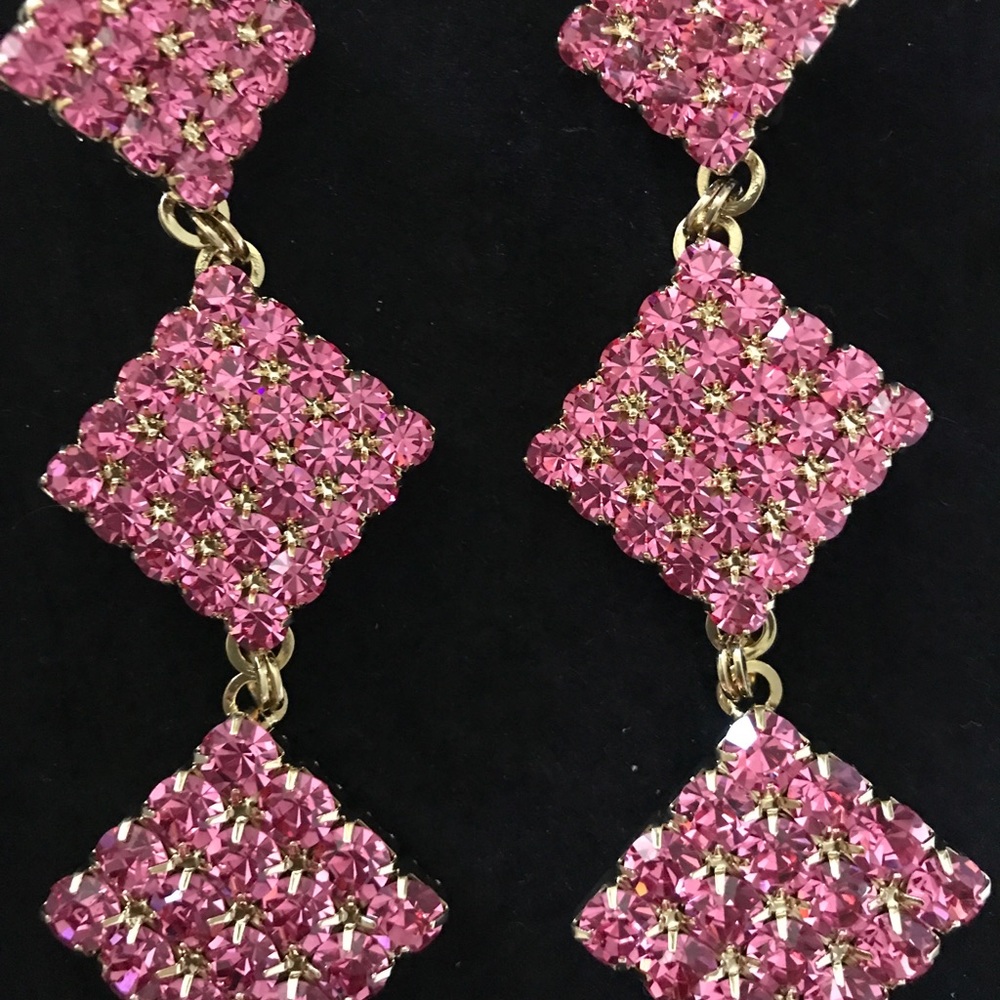 NWT Alexsandra Rich Hot Pink Crystal Earrings